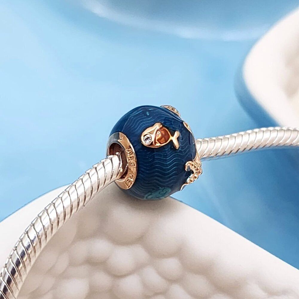 Pandora Nemo Charm Shimmering Ocean Waves & Fish - image 2